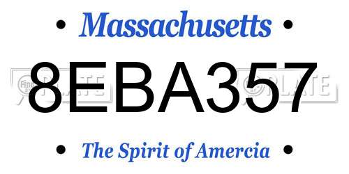 8EBA357 Massachusetts License Plate