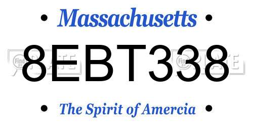 8EBT338 Massachusetts License Plate