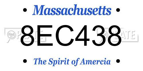 8EC438 Massachusetts License Plate