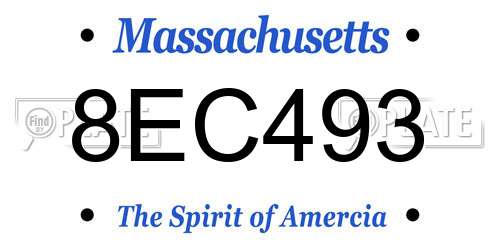 8EC493 Massachusetts License Plate
