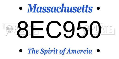 8EC950 Massachusetts License Plate