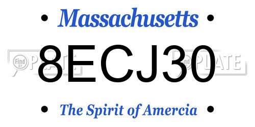 8ECJ30 Massachusetts License Plate