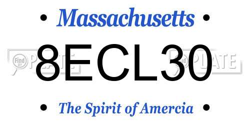 8ECL30 Massachusetts License Plate