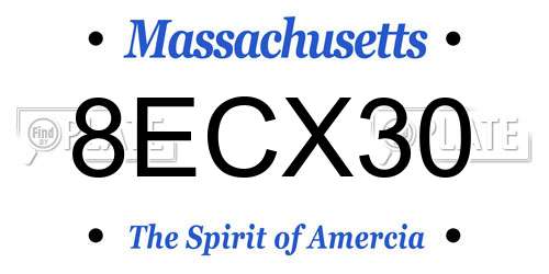 8ECX30 Massachusetts License Plate