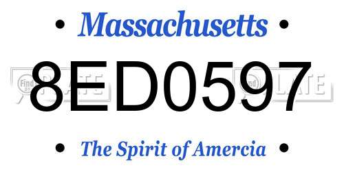 8ED0597 Massachusetts License Plate