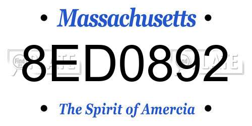8ED0892 Massachusetts License Plate