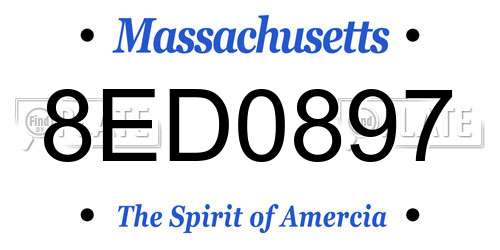 8ED0897 Massachusetts License Plate
