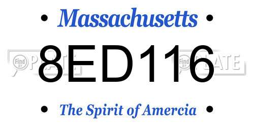8ED116 Massachusetts License Plate