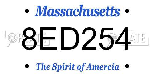 8ED254 Massachusetts License Plate