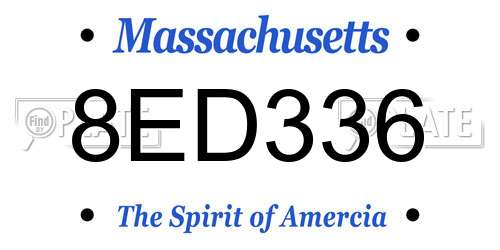 8ED336 Massachusetts License Plate