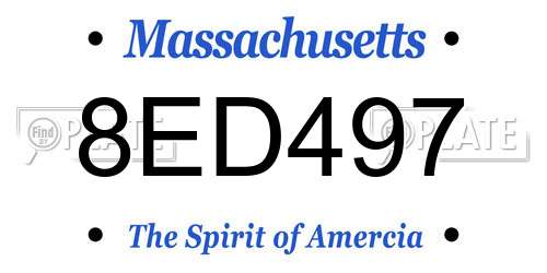 8ED497 Massachusetts License Plate