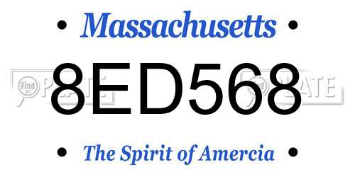 8ED568 Massachusetts License Plate