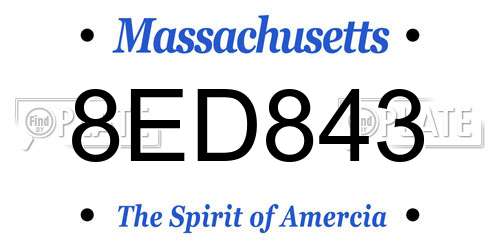 8ED843 Massachusetts License Plate