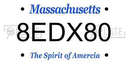 8EDX80 Massachusetts License Plate
