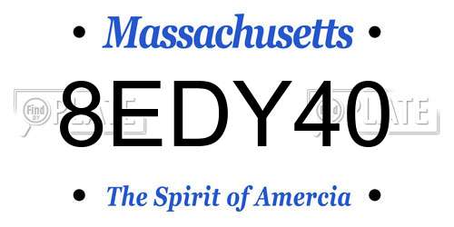 8EDY40 Massachusetts License Plate