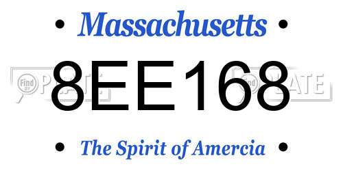 8EE168 Massachusetts License Plate