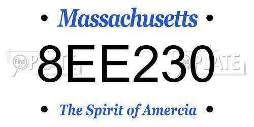 8EE230 Massachusetts License Plate