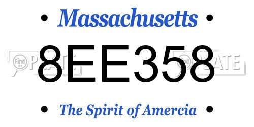 8EE358 Massachusetts License Plate