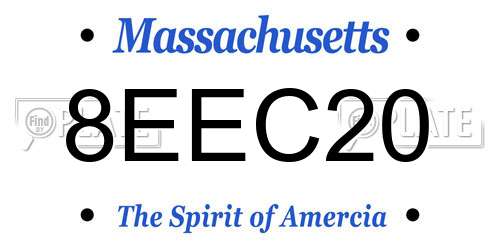 8EEC20 Massachusetts License Plate