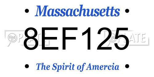 8EF125 Massachusetts License Plate