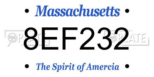 8EF232 Massachusetts License Plate