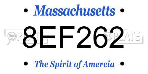 8EF262 Massachusetts License Plate
