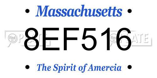 8EF516 Massachusetts License Plate