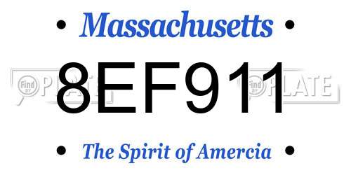 8EF911 Massachusetts License Plate