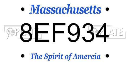 8EF934 Massachusetts License Plate
