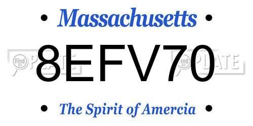 8EFV70 Massachusetts License Plate