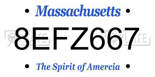 8EFZ667 Massachusetts License Plate