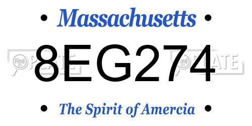 8EG274 Massachusetts License Plate