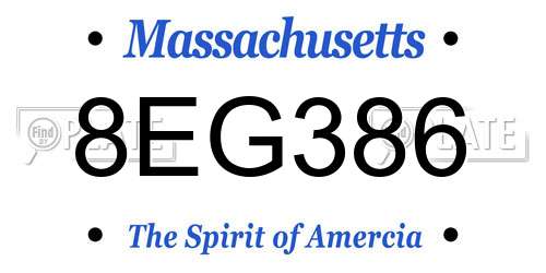 8EG386 Massachusetts License Plate