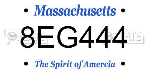 8EG444 Massachusetts License Plate