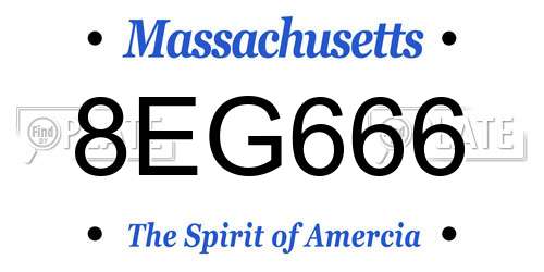 8EG666 Massachusetts License Plate