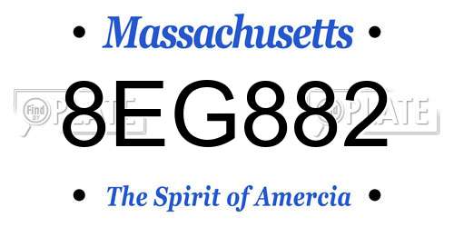 8EG882 Massachusetts License Plate
