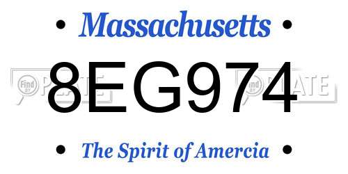 8EG974 Massachusetts License Plate