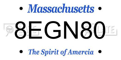 8EGN80 Massachusetts License Plate