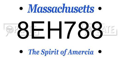 8EH788 Massachusetts License Plate