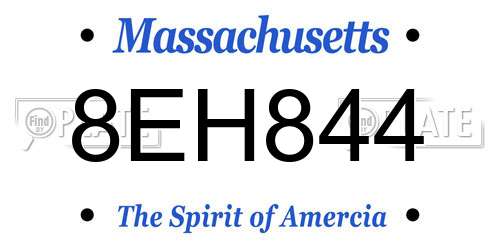 8EH844 Massachusetts License Plate