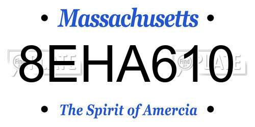 8EHA610 Massachusetts License Plate