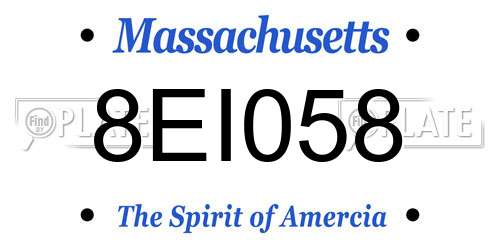 8EI058 Massachusetts License Plate