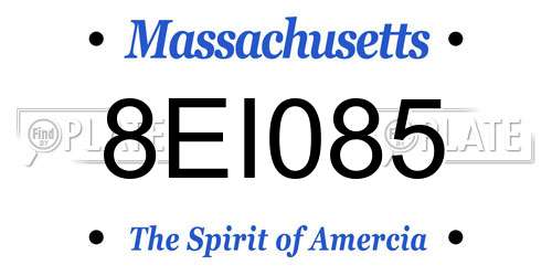 8EI085 Massachusetts License Plate