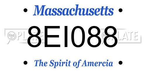 8EI088 Massachusetts License Plate