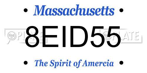 8EID55 Massachusetts License Plate