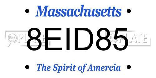 8EID85 Massachusetts License Plate