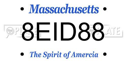 8EID88 Massachusetts License Plate
