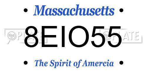 8EIO55 Massachusetts License Plate