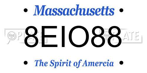 8EIO88 Massachusetts License Plate
