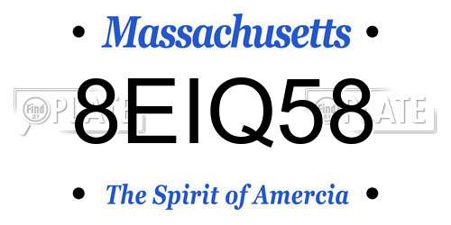 8EIQ58 Massachusetts License Plate
